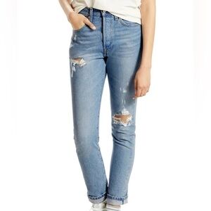 Levi’s 501 Skinny High Rise Distressed Denim Jeans Size 31X28 NWT